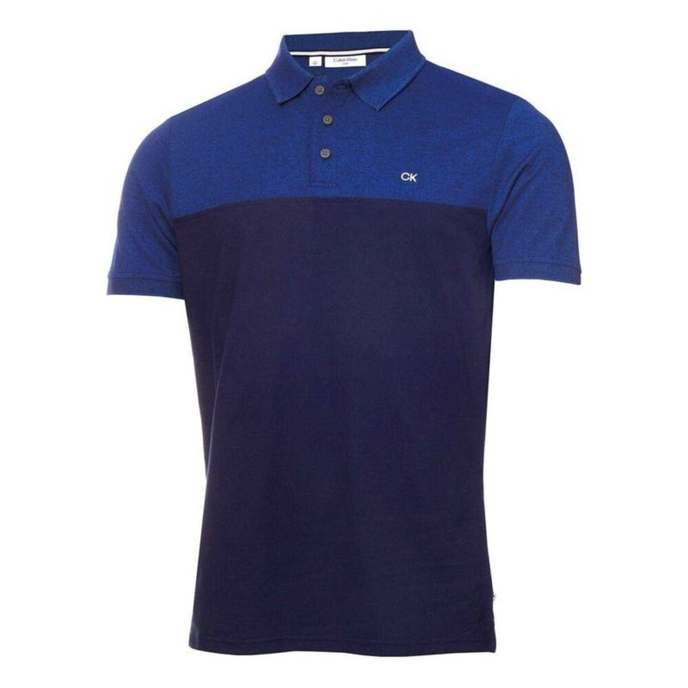 Calvin Klein Mens Colour Block Golf Polo Shirt / Cobalt Blue/Navy